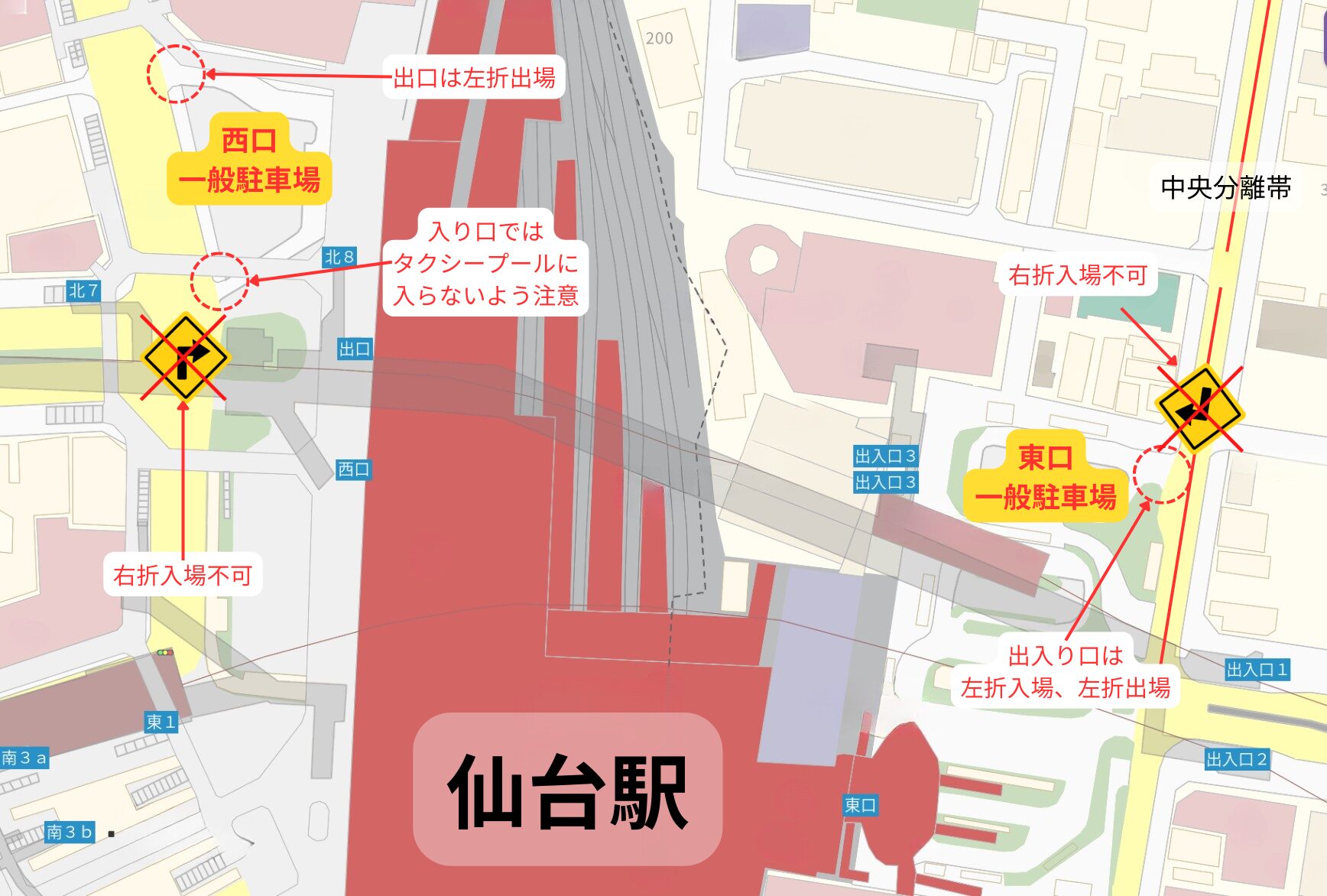 仙台駅一般駐車場の地図